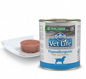 Фармина/Farmina конс. Vet Life Hypoallergenic корм для собак гипоаллергенный Рыба с картофелем 300г
