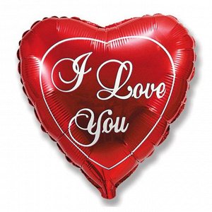 Шар фольгированный 32" I Love You, красное сердце