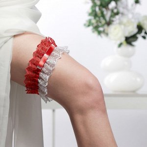 Подвязка для невесты "Инь Янь", бело-красная