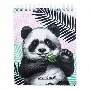 Скетчбук на гребне "Панда", твёрдая обложка, А6, 80 листов