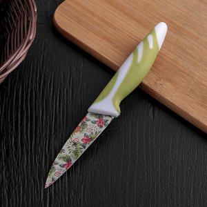 Нож с антиналипающим покрытием "Тропики", лезвие 9 см, цвет зелёный