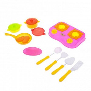 Набор посуды "Малыш-кулинар-2" с плитой, 10 предметов, цвета МИКС