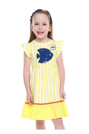 #90601 Платье жёлтый/белый