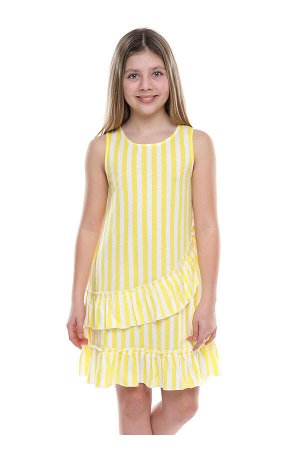 #90598 Платье жёлтый/белый