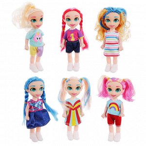 ИГРОЛЕНД Кукла с цветными волосами, 15 см, PP,PVC, полиэстер, 6х17,5х5см