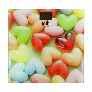 Весы напольные Irit IR-7259, электронные, до 180 кг, 2хААА, стекло, рисунок "сладкие сердца"