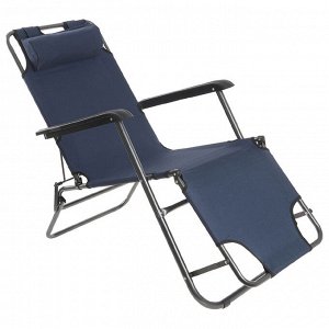Кресло-шезлонг туристическое с подголовником 153х60х79 см, до 100 кг, цвет синий