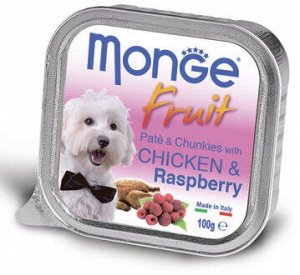 Monge Dog Fruit консервы для собак курица с малиной 100г