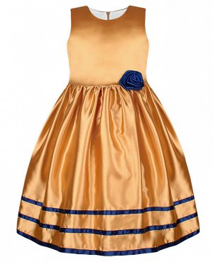 Нарядное золотое платье для девочки с лентами 84342-ДН19