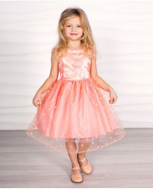 Персиковое нарядное платье для девочки 81032-ДН18