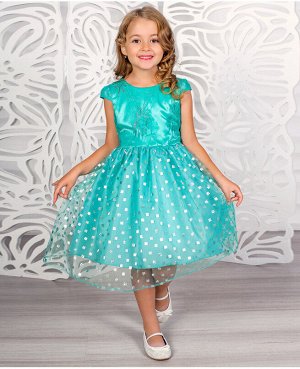 Бирюзовое нарядное платье для девочки 81033-ДН18