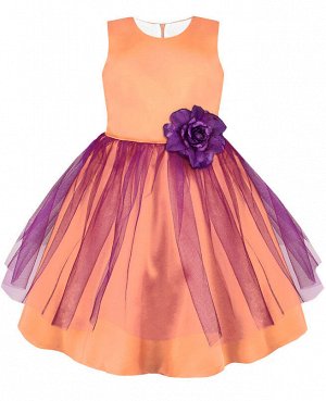 Нарядное персиковое платье для девочки 82361-ДН19