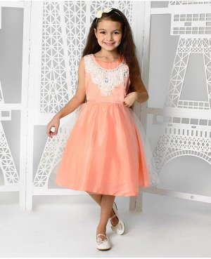 Нарядное платье для девочки персикового цвета 84033-ДН19