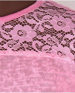 Розовая блузка для девочки с гипюром 78774-ДШ19