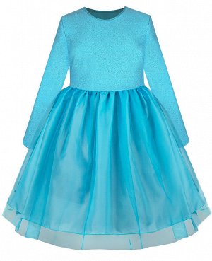 Бирюзовое нарядное платье для девочки 8109-ДН19