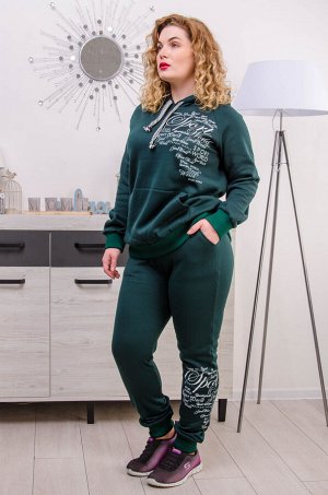 Женский спортивный костюм на флисе размер плюс SV буквы зеленый