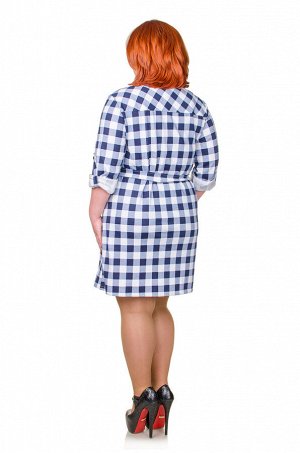 Платье-рубашка Мари белый/синий (46-52)
