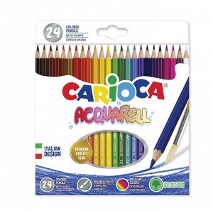 Карандаши акварельные 24 цвета Carioca "Acquarell" матовые, 3.3 мм, шестигранные, деревянные, картон, европодвес