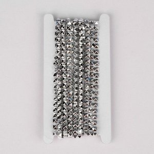 Арт Узор Тесьма металлизированная «Квадрат», 5 x 5 мм, 4,5 ± 0,5 м, цвет серебряный