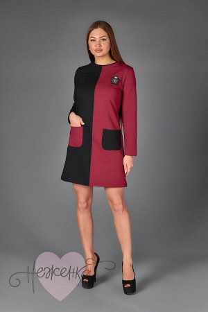 Платье П 762 (черный+бордовый)