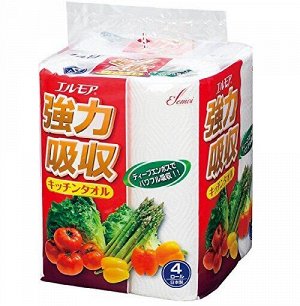 "Kami Shodji" "ELLEMOI" Бумажные полотенца для кухни 50 отрезков (4 рулона)