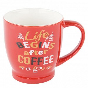 Кружка керамическая "First coffee " v=230мл. (4 вида) (min12) (транспортная упаковка)