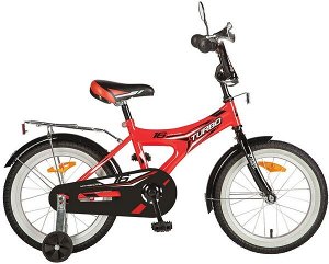 Велосипед NOVATRACK 16" TURBO красный, тормоз нож, крылья, багажник хром, полная защ.цепи