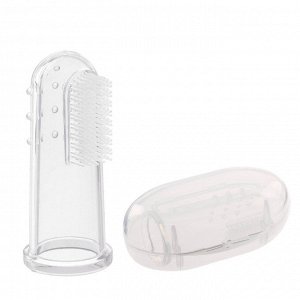 Зубная щётка детская, силиконовая, на палец, в контейнере, от 0 мес., цвет прозрачный