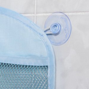 Сетка для хранения игрушек в ванной на присосках «Мишка», цвет голубой