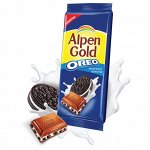 Шоколад Alpen Gold молочный с печеньем Oreo 95 г