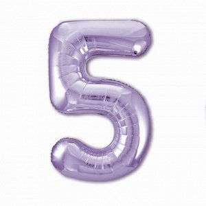 Шар фольгированный 40" «Цифра 5», цвет пастельный фиолетовый Slim