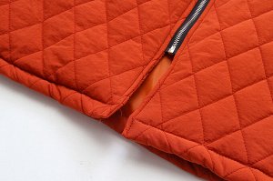 Стёганная куртка с принтом на спине,оранжево-красный