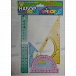 Набор геометрический 4 пр. средний (линейка 20 см, транспортир, 2 треугол.45/45,30/60) НП-2 Пчелка {Россия}