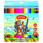 Карандаши пластиковые 24цв ЦКП24КР Creativiki {Китай}
