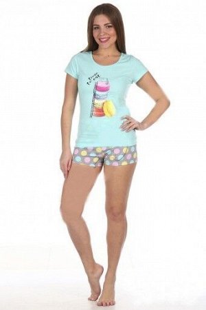 Пижама женская Макаруны (шорты и футболка) Распродажа