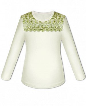 Молочная школьная блузка для девочки Цвет: олива
