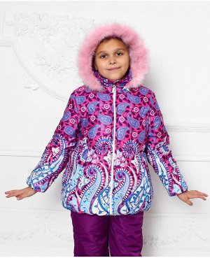 Зимняя куртка для девочки Цвет: голуб+фуксия