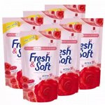 * LION Essence Fresh &amp; Soft Кондиционер для белья 600мл, &quot;Red Rose&quot; мягк.упаковка, Таиланд
