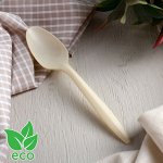 Набор одноразовых ложек из кукурузного крахмала Nature, 14,3 см, 6 шт, цвет бежевый
