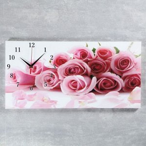 Часы-картина настенные, серия: Цветы, "Нежные розы", 40 х 76 см, микс