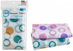 Мочалка для тела с плетением «Волна» и рисунком "Circle Shower Towel" (средней жёсткости) размер 28 см х 95 см