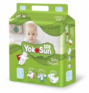 ECO YokoSun детские подгузники на липучках размер  S (3-6 кг.) 70 шт.