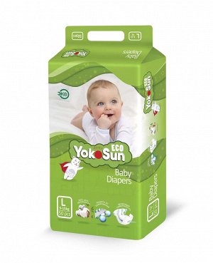 ECO YokoSun детские подгузники на липучках размер  L (9-14 кг.) 50 шт.