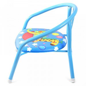 Кресло детское "Забава" 27х27см h35см металлический каркас окрашенный-голубой, мягкое сиденье кожзам с пищалкой (h без спинки-17см; д/трубы-1,8см) (Китай)