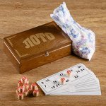 Лото Русское &quot;Подарочное&quot;, шкатулка с крючком, темные
