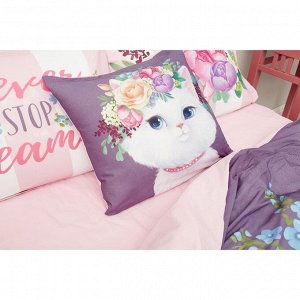 Постельное бельё "Этель" 2 сп Dreaming cat 175*215 см, 200*220 см, 50*70+3 см - 2 шт