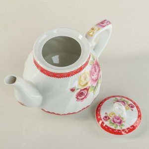 Сервиз чайный Доляна «Первый цвет»,13 предметов: чайник 1 л, 6 чашек 210 мл, 6 блюдец