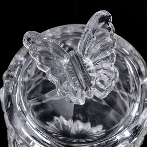 Конфетница стеклянная с крышкой «Бабочка», 13x18 см