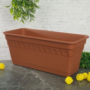 Ящик для растений балконный с поддоном 40 см "Колывань", цвет терракотовый