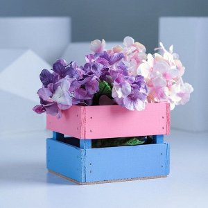 Ящик реечный розово-голубой, 11 х 12 х 9 см